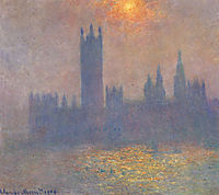 Houses of Parliament, Effect of Sunlight in the Fog, 1904, monet