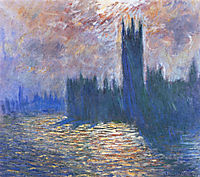Parliament, Reflections on the Thames, 1905, monet