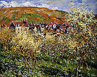 Plum Trees in Blossom at Vetheuil, 1879, monet