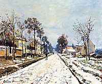Snow Effect, The Road to Louveciennes, monet