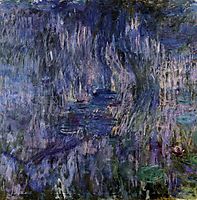 Water Lilies, Reflection of a Weeping Willows, 1919, monet