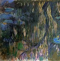 Water Lilies, Reflections of Weeping Willows (left half), 1919, monet