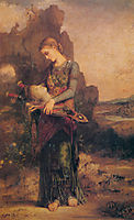 Thracian Girl carrying the Head of Orpheus on his Lyre, 1865, moreau