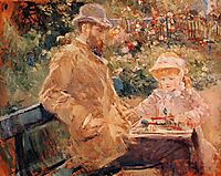 Eugene Manet with his daughter at Bougival, c.1881, morisot