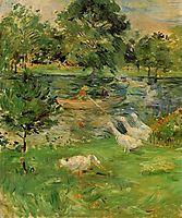 Girl in a Boat, with Geese, 1889, morisot