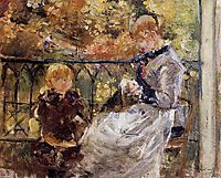 On the Balcony of Eugene Manet-s Room at Bougival, 1881, morisot