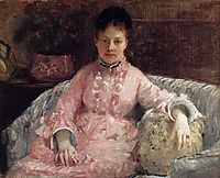Portrait of a Woman in a pink dress, c.1870, morisot