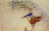 Young Woman in a Rowboat, Eventail, 1891, morisot