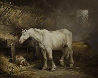 Horse and Dog in a Stable, 1791, morland