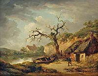 Lake Scene and a Cottage, 1790, morland