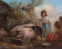 Pigs in a Farmyard, morland