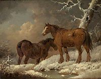 Two Horses in the Snow, morland