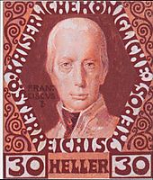 Design for the anniversary stamp with Austrian Emperor Francis I, 1908, moser