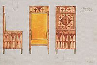 Draft drawings for the breakfast room of the apartment Eisler Terramare High Chair, 1903, moser