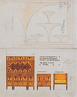 Draft drawings for the breakfast room of the apartment Eisler Terramare, ladies desk chair with retractable, 1903, moser
