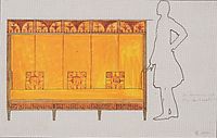 Draft drawings for the breakfast room of the apartment Eisler Terramare, proportion of study seat, 1903, moser