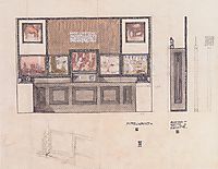 Draft for the space of ​​the Austrian State Printing House on show in London, 1906, moser