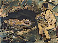 Self-Portrait with mermaid, 1914, moser