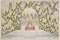 Stage design for -Jeep from the mountain- of Louis Holzberg, stage 2 - Morning, c.1912, moser