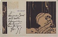 Ver Sacrum postcard nr. 12 I. Secessionausstellung  with greeting line of the art historian Julius von Schlosser, 1898, moser
