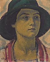 Young woman with hat, c.1913, moser