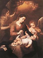 Mary and Child with Angels Playing Music, 1675, murillo