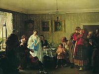 Congratulation of betrothed in landlord-s house, 1861, myasoyedov