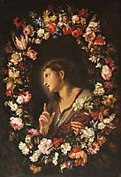The Angel of the Annunciation in a Garland of Flowers, nuzzi