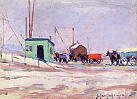 Noontime on the Docks, Hudson River and 85th Street, onderdonk