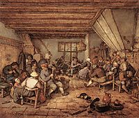 Feasting Peasants in a Tavern, 1673, ostadeadriaen