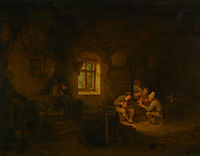 A Tavern Interior with Peasants Drinking Beneath a Window, 1653, ostadeadriaen