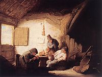 Village Tavern with Four Figures, 1635, ostadeadriaen
