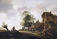Travellers Outside an Inn, 1645, ostadeisaac