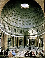 The interior of the Pantheon (Rome), panini