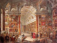 Interior of a Picture Gallery with the Collection of Cardinal Silvio Valenti Gonzaga, 1740, panini