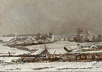 Village sous la neige (Vallée de la Meuse) , 1878, pantazis
