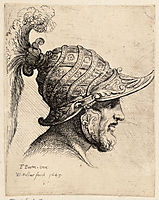 Helmet crossed with curved strips and rosettes, parmigianino