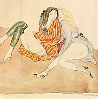 Two Girls on the Ground, 1909, pascin