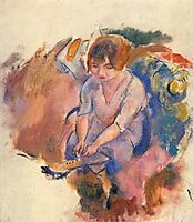 Young Woman Putting on Her Socks, 1916, pascin