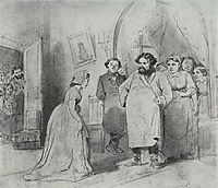 The arrival of a governess in a merchant-s house , 1866, perov