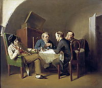 The conversation at the round table , 1866, perov