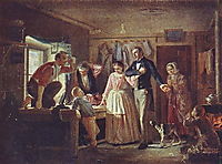 Courting an official to his daughter tailor , 1862, perov