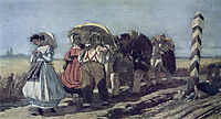 Journey of the quarterly family on a pilgrimage. Sketch, 1868, perov