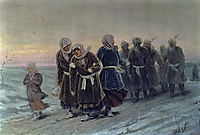 Return of the peasants from a funeral in the winter , c.1880, perov