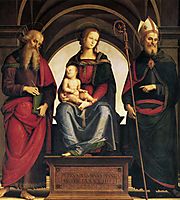 Lady in throne with Child between the saints and John Augustine, 1494, perugino