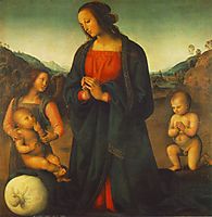 Madonna, an Angel and Little St. John Adoring the Child, 1497, perugino