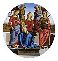 Madonna Enthroned with Saints Catherine and Rose of Alexandria and two angels, 1492, perugino