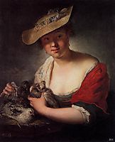 Girl with Pigeons, 1728, pesne