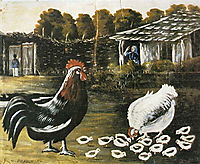 Hen with her chicks, pirosmani
