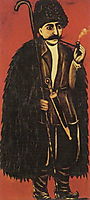 Shepherd in Burke, on a red background, pirosmani